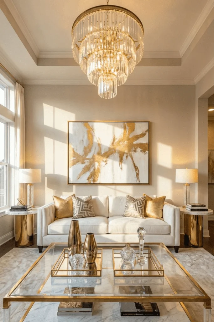 Glamorous Gold Accents in Living Rooms