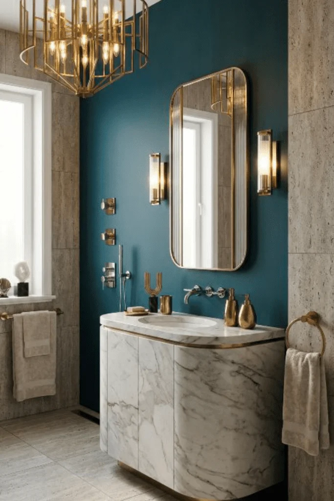 Luxe Art Deco Bathrooms with Marble