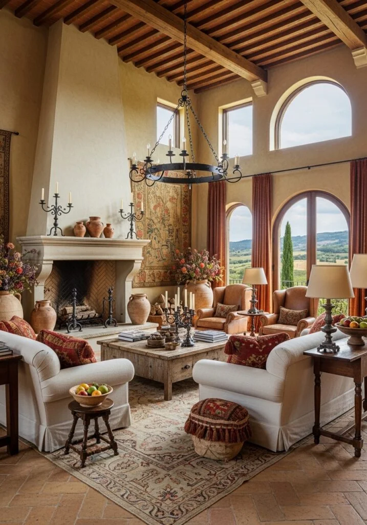 Open Concept Tuscan Living Room
