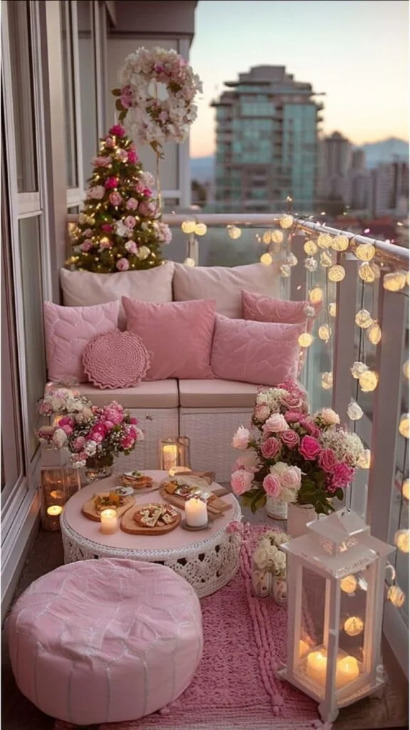 Pink Valentine’s Day Balcony Decor