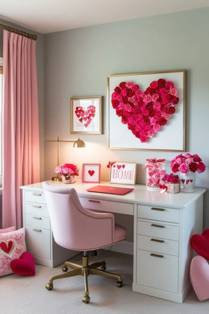 Pink Valentine’s Day Office Decor