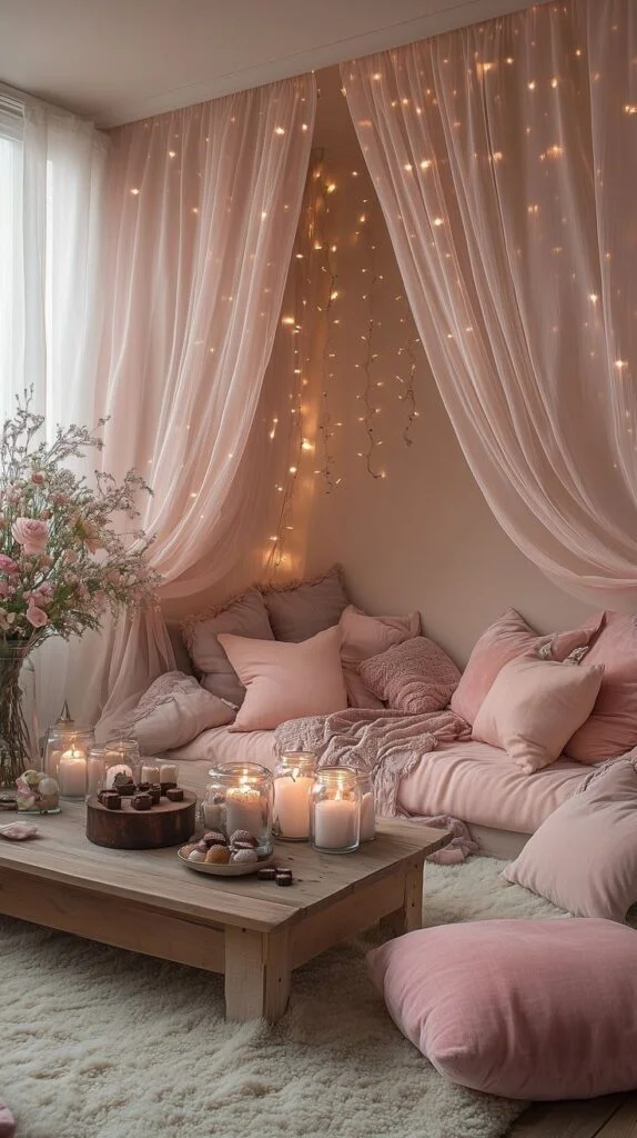 Pink Valentine’s Dining Nook Decor