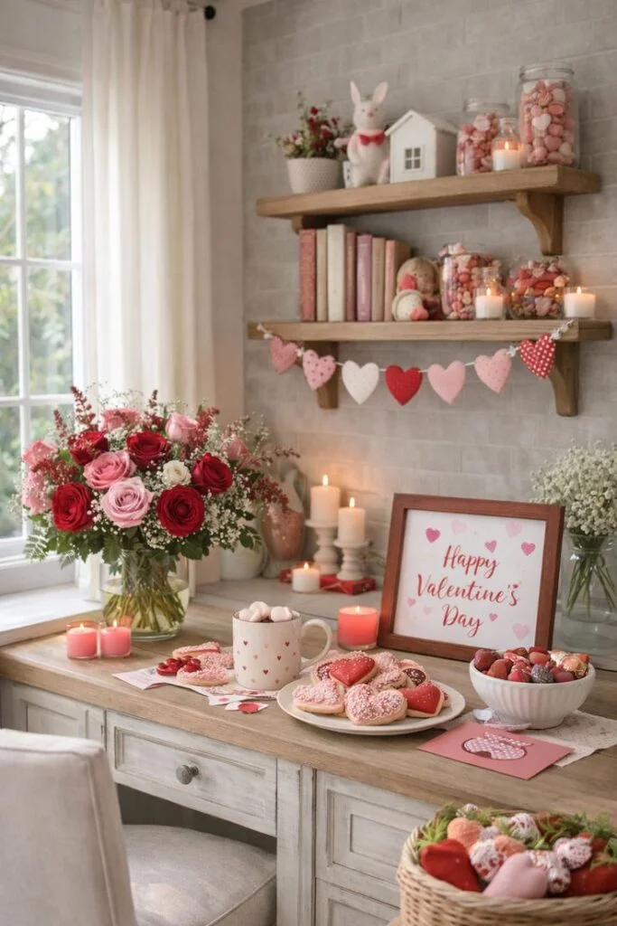 Pink Valentine’s Shelf Styling
