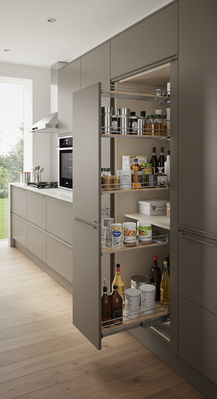 Pull-out pantry units are a game-changing storage solution for small kitchens in 2026