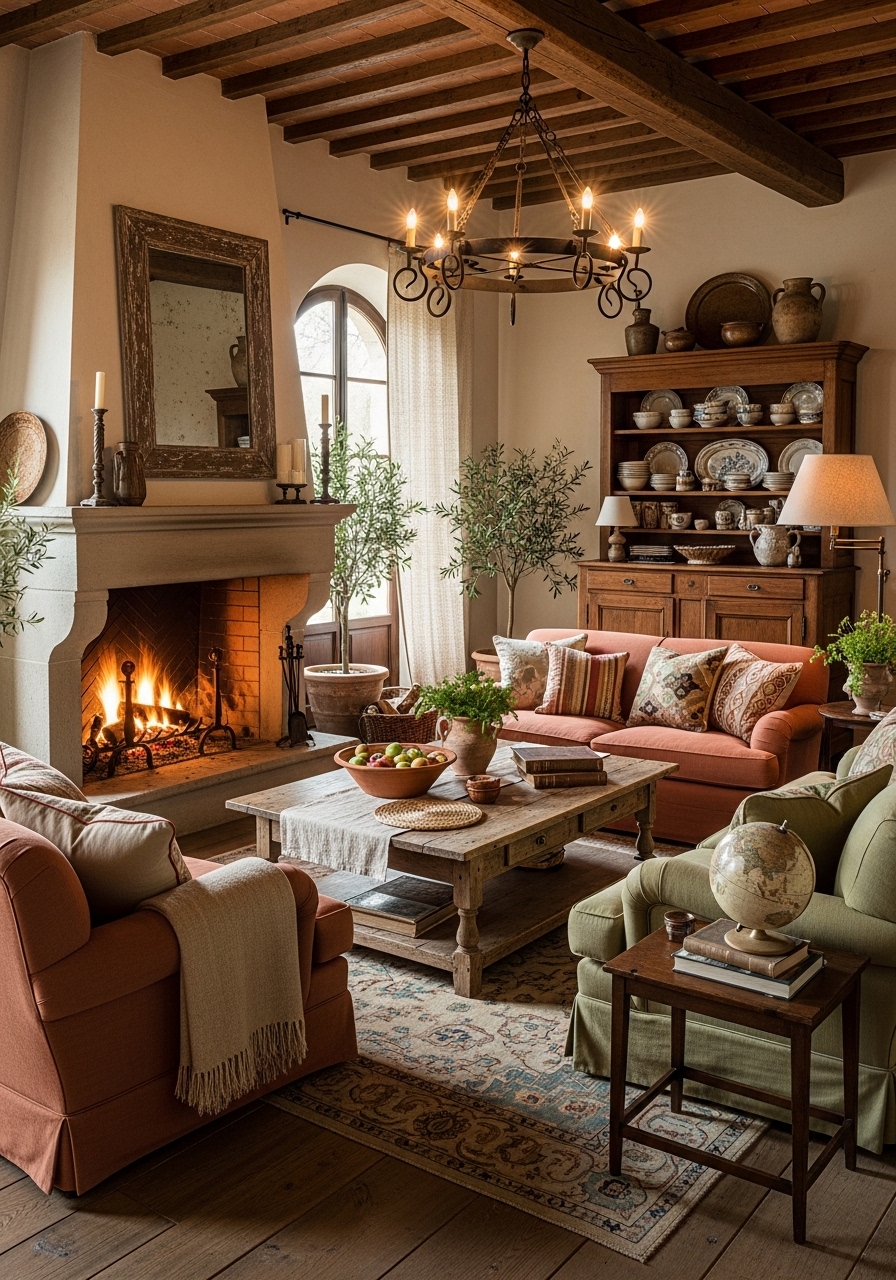 Rustic Italian Farmhouse Living Room