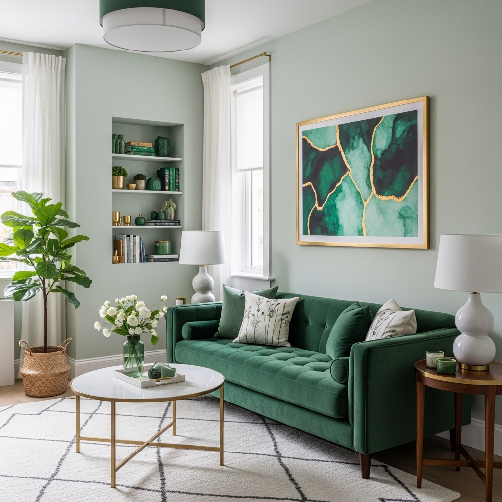 15 Sage & Emerald Green Small Living Room Decor Ideas for Apartments