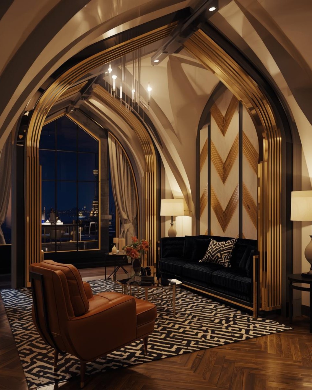 Small Neo-Deco living room