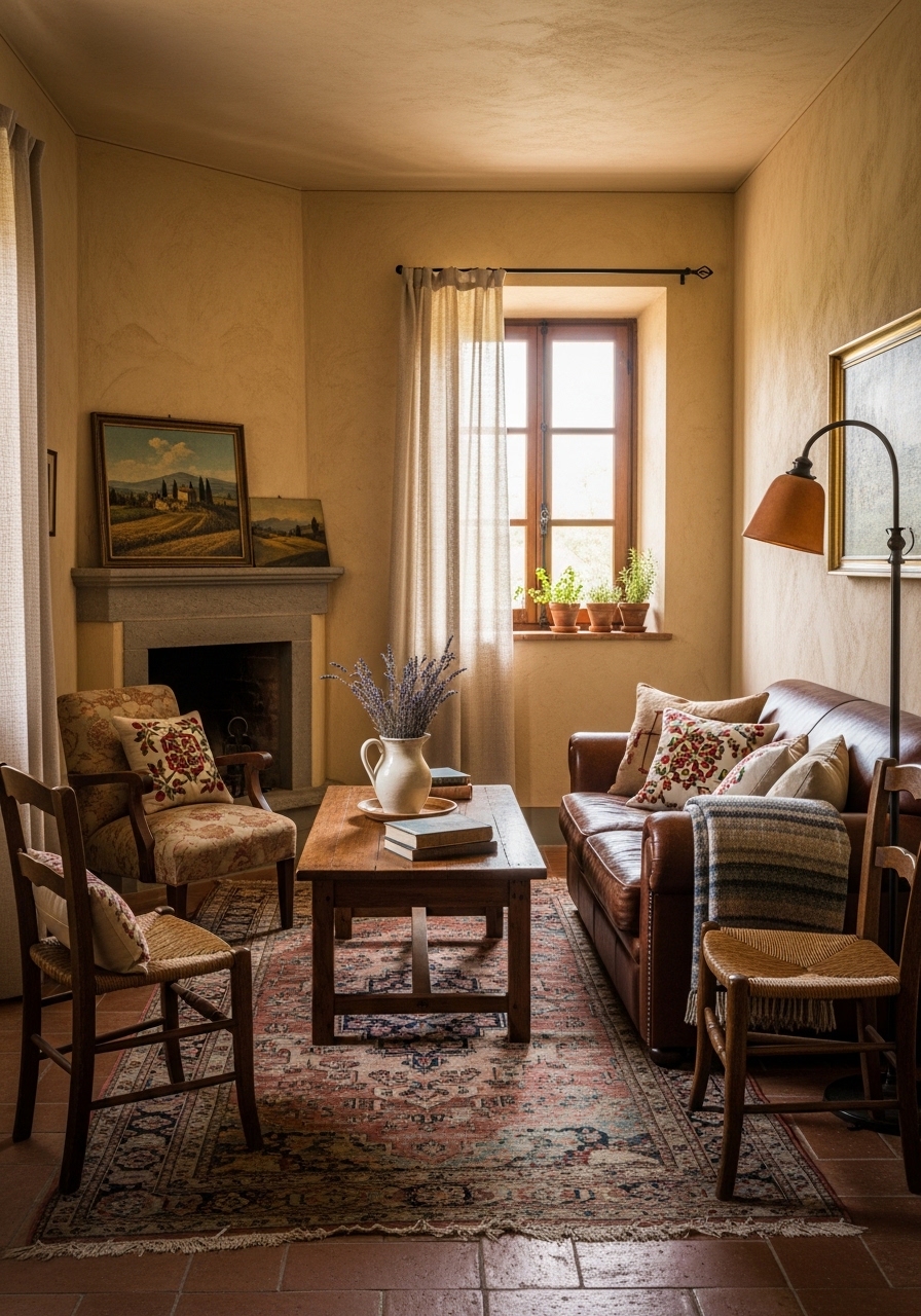Small Tuscan Living Room