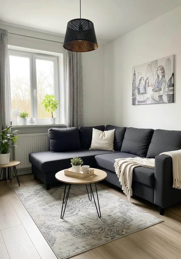 Small cozy living room with L-shaped