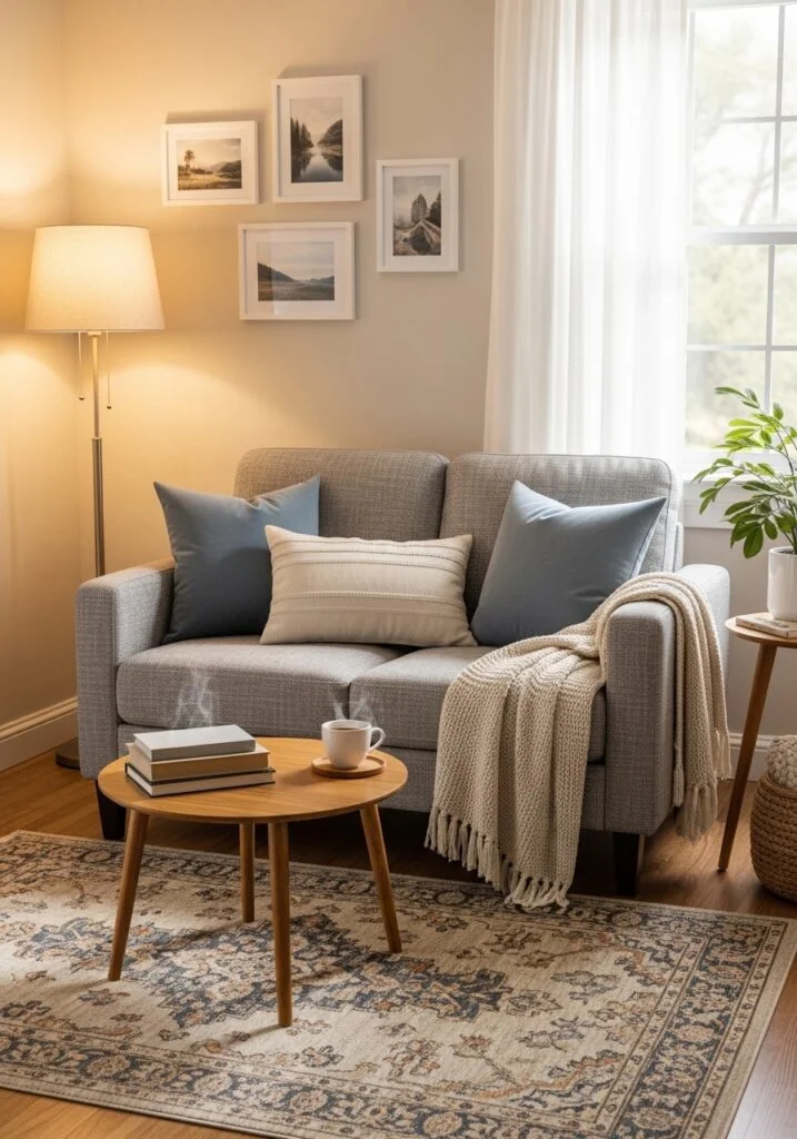 Small cozy living room with loveseat