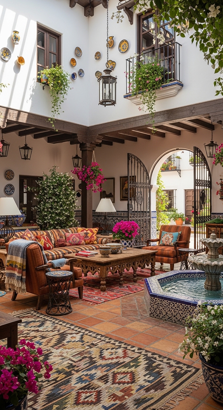 Spanish Courtyard Living Room