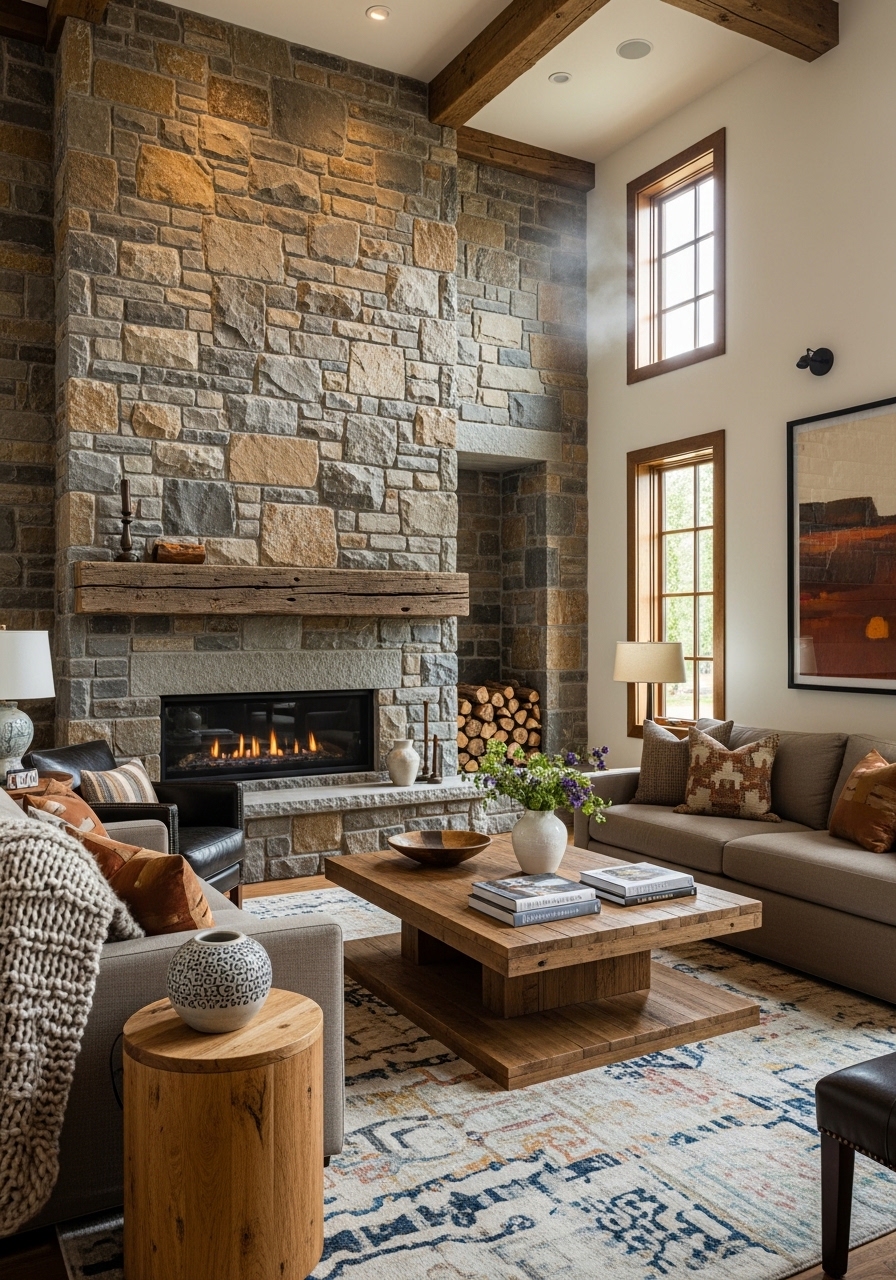 Stone Wall Living Room