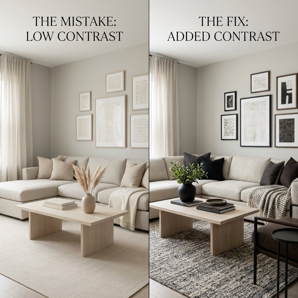 The Low-Contrast Mistake That Makes a Neutral Living Room Look Flat