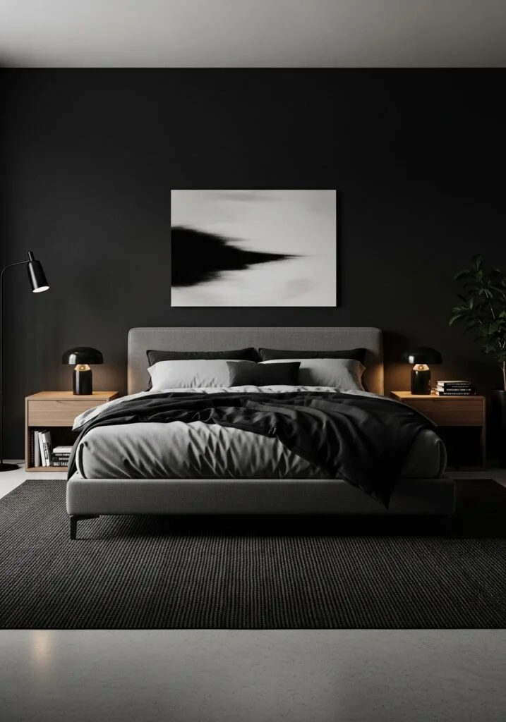 The Modern Minimalist Dark Bedroom