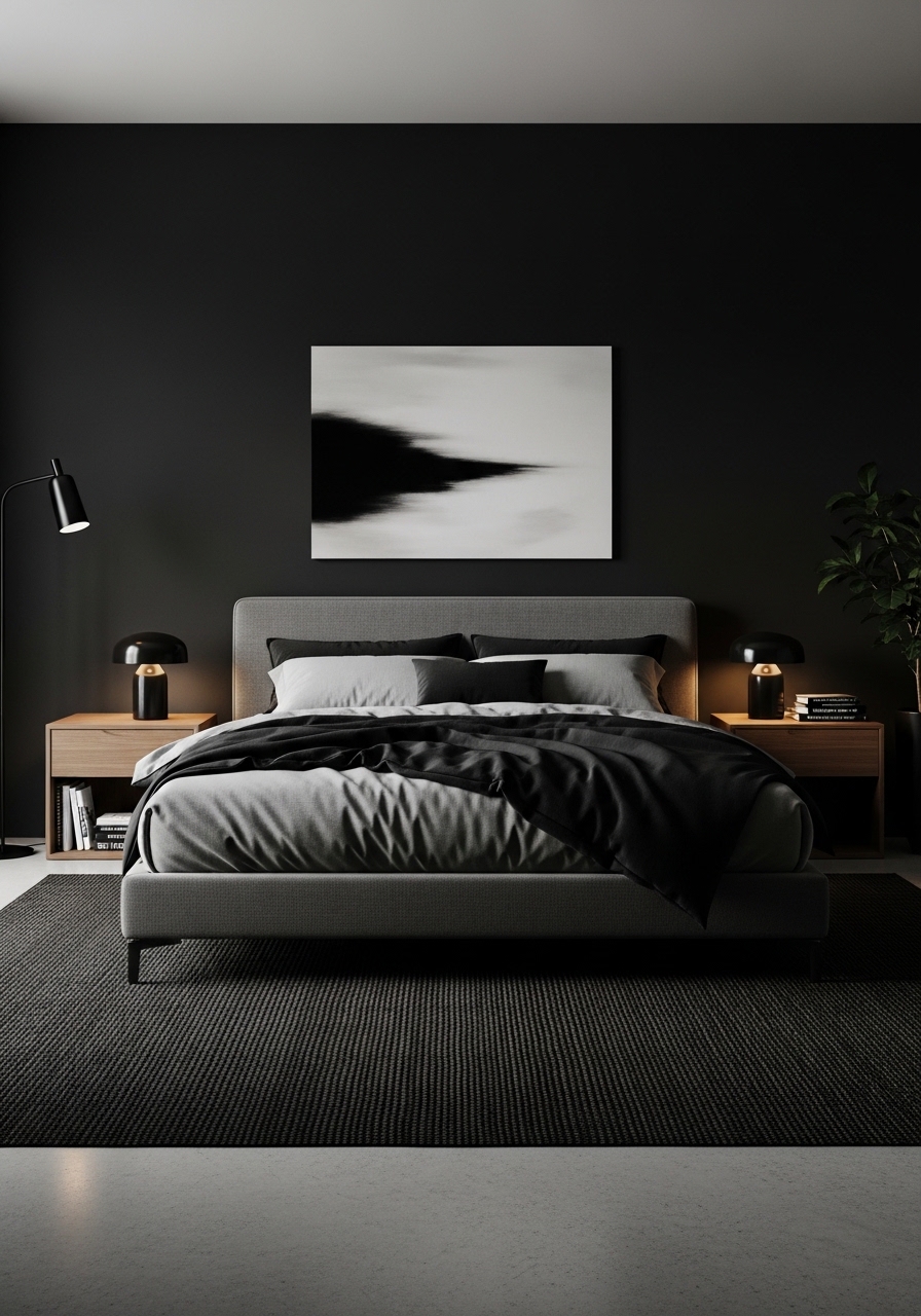 The Modern Minimalist Dark Bedroom