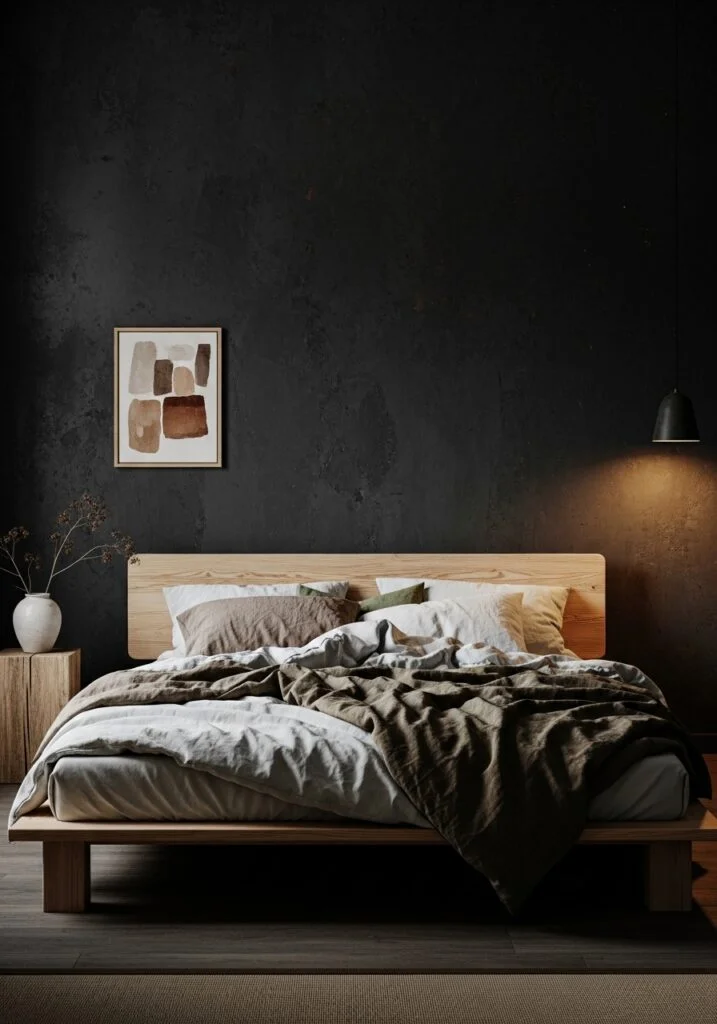 The Wabi-Sabi Dark Bedroom