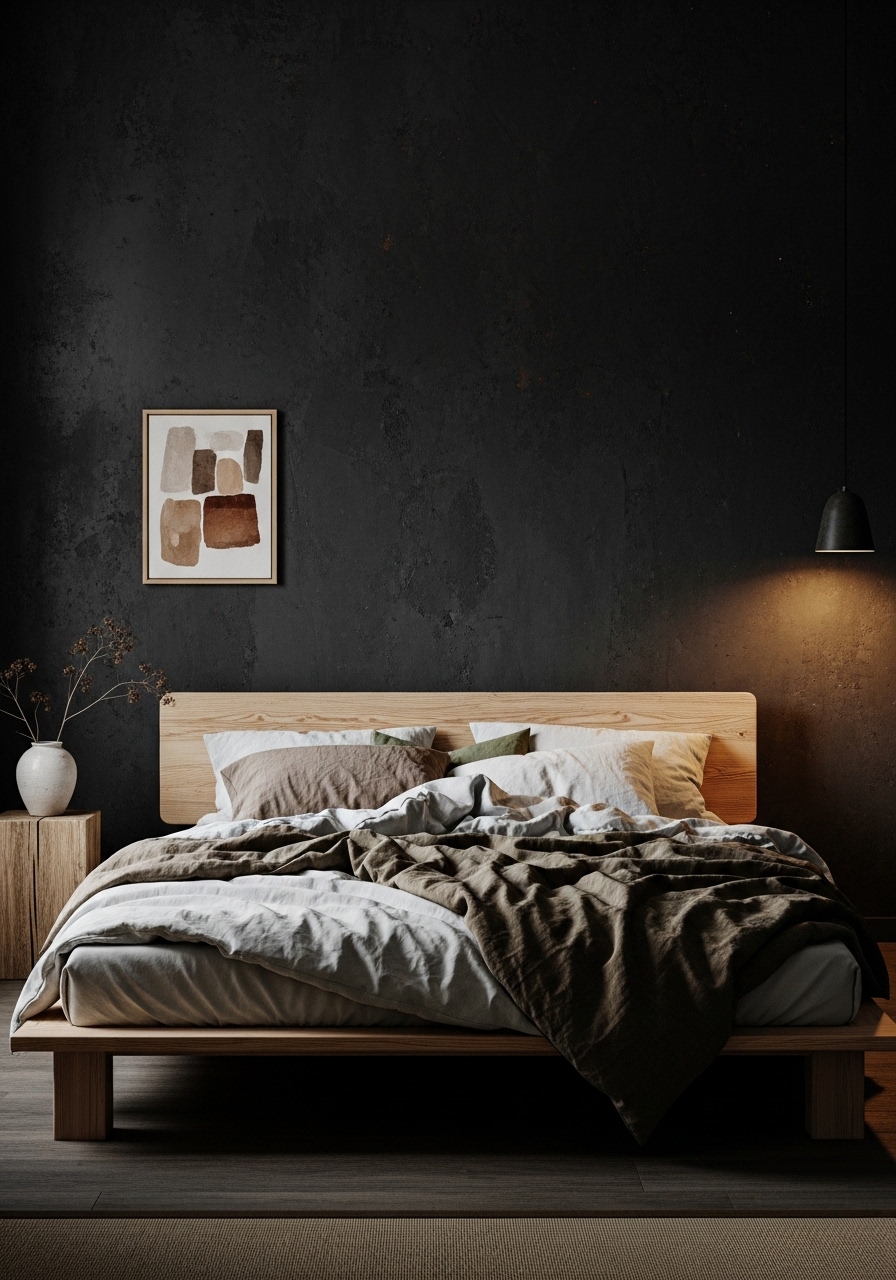 The Wabi-Sabi Dark Bedroom