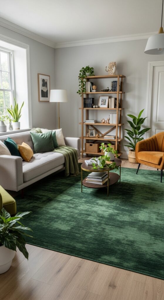 Use a Statement Green Rug