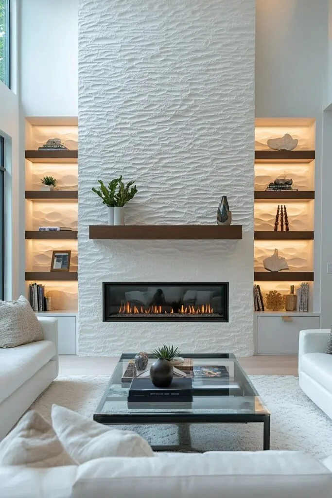 White Corner Fireplace Design