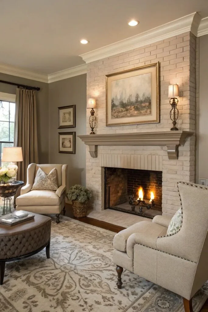 White Tile Mosaic Fireplace Surround