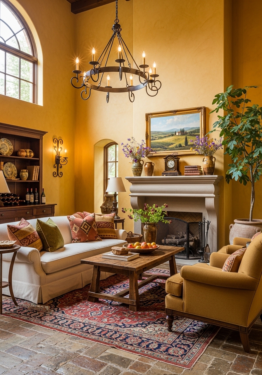 Yellow Tuscan Living Room