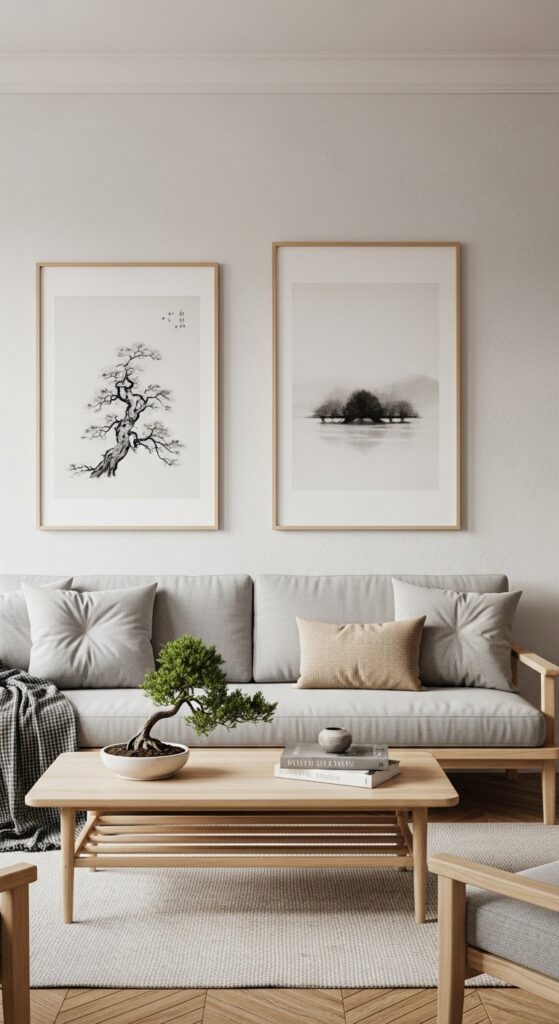 Zen Living Room Ideas Art Wall Simplicity
