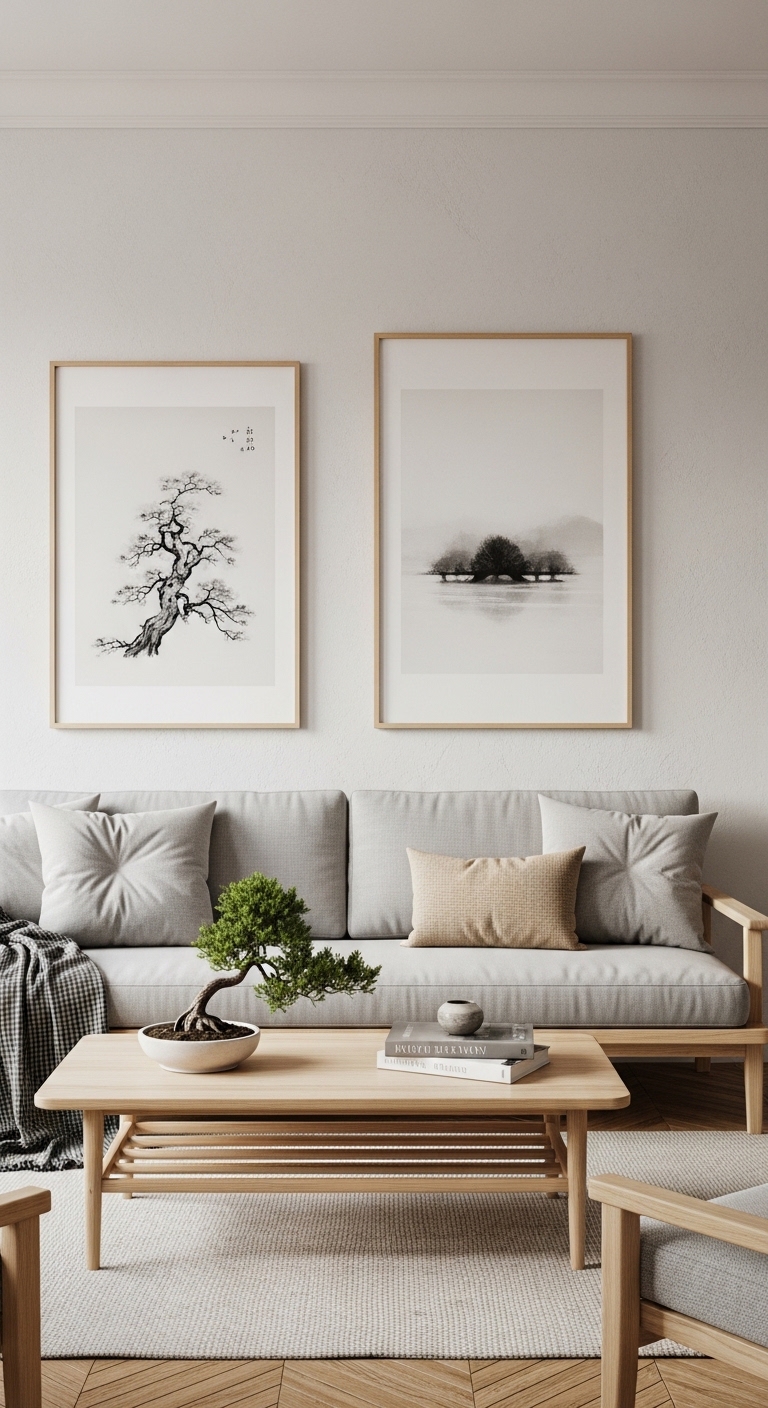 Zen Living Room Ideas Art Wall Simplicity
