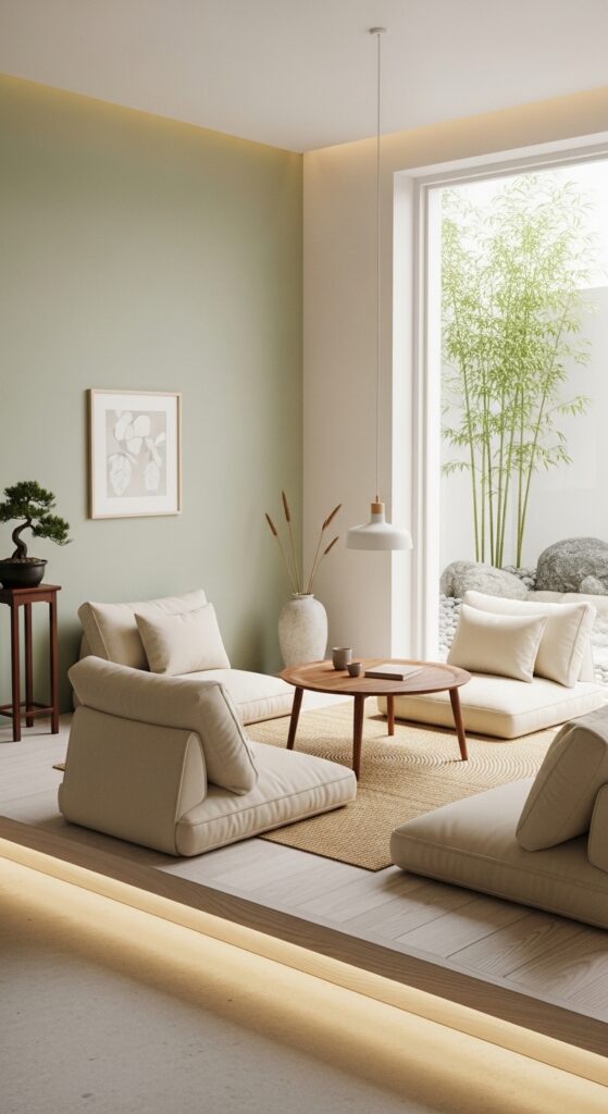 Zen Living Room Ideas Floor Seating Option
