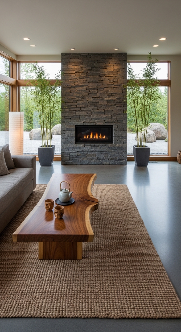 Zen Living Room Ideas  Natural Stone Accents