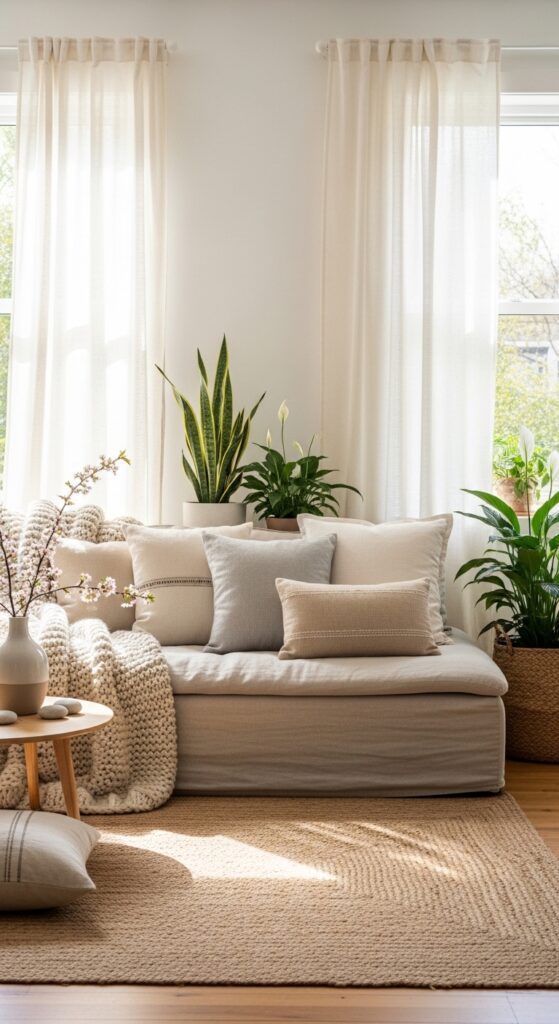 Zen Living Room Ideas Organic Textile Choices