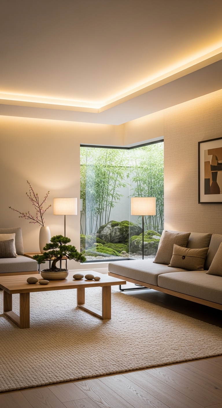 Zen Living Room Ideas  Soft Ambient Lighting