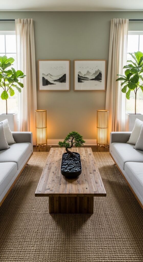 Zen Living Room Ideas Symmetrical Balance