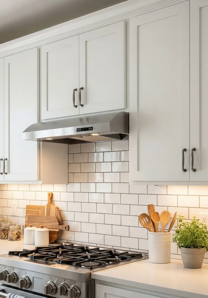 1. Classic White Subway Tile with Dark Grout