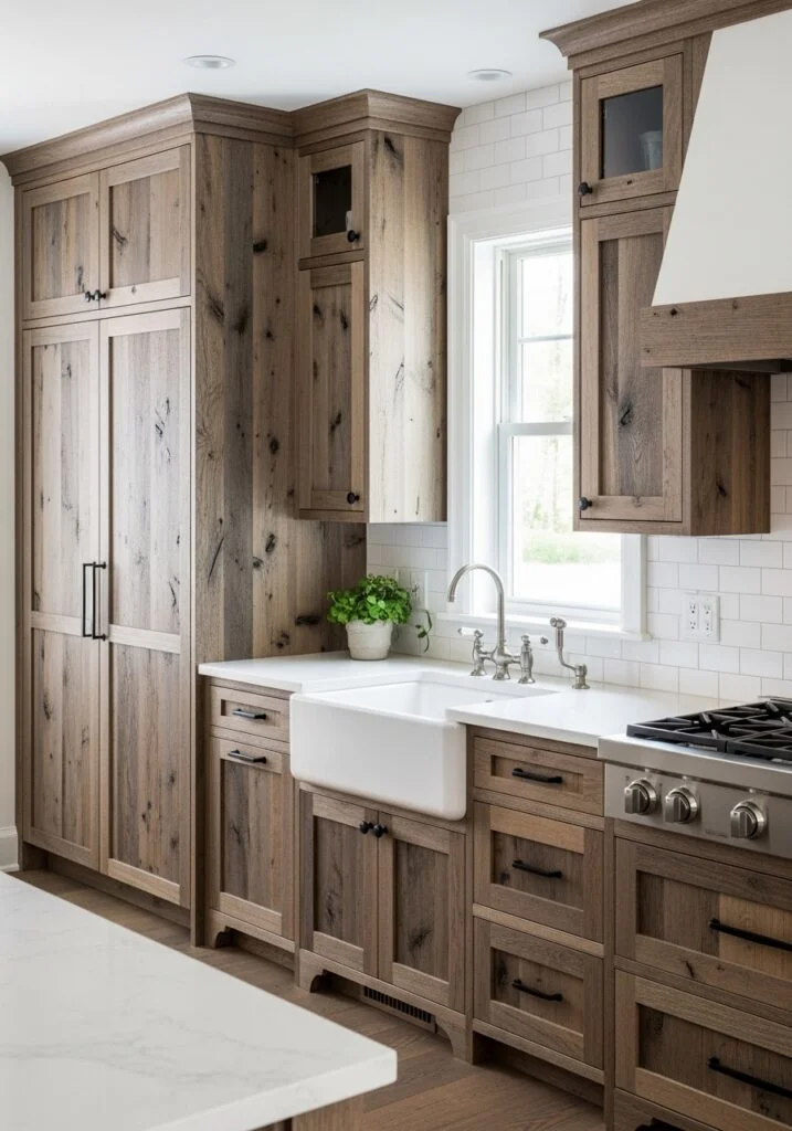 1. Reclaimed Barnwood Kitchen Cabinets