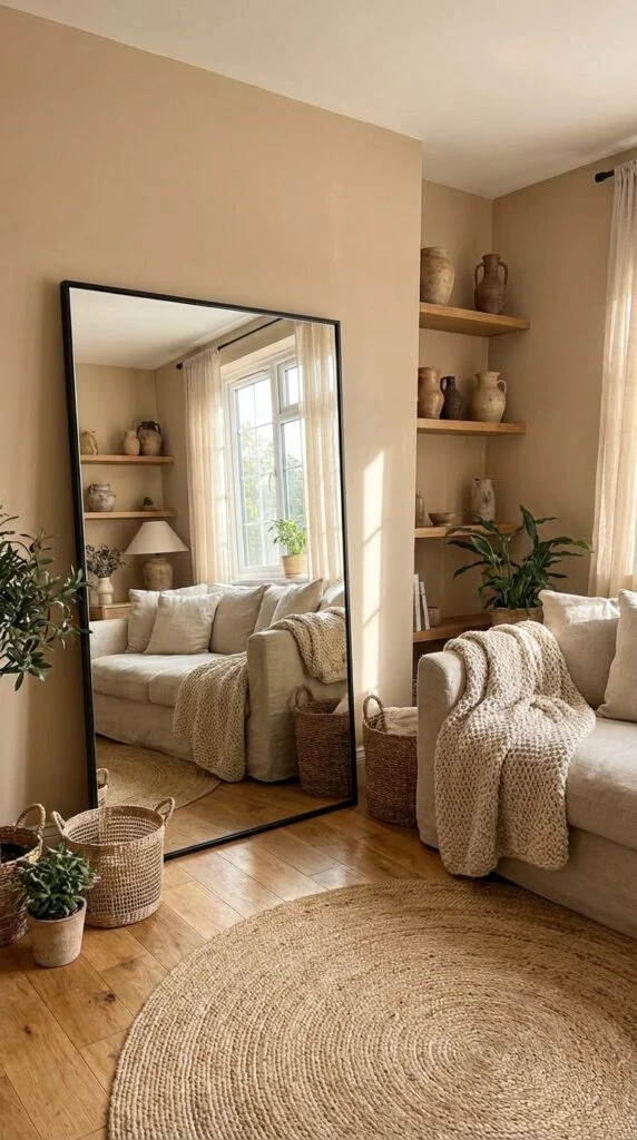 12. Black Framed Mirror to Expand Space