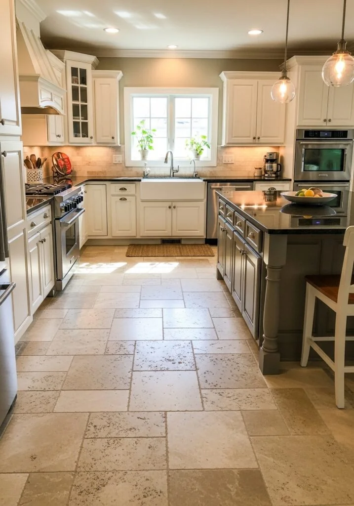 14. Travertine Kitchen Floors