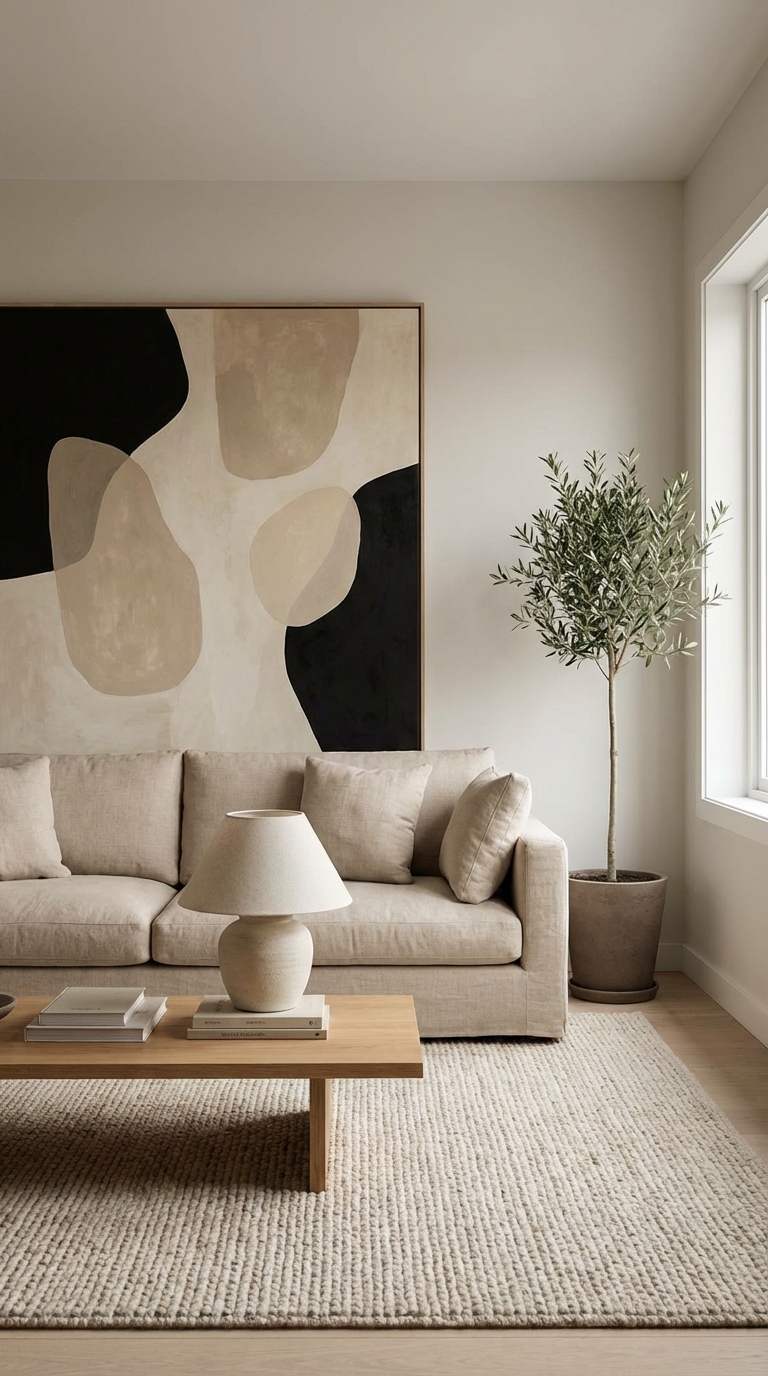 21. Black and Beige Abstract Art Statement