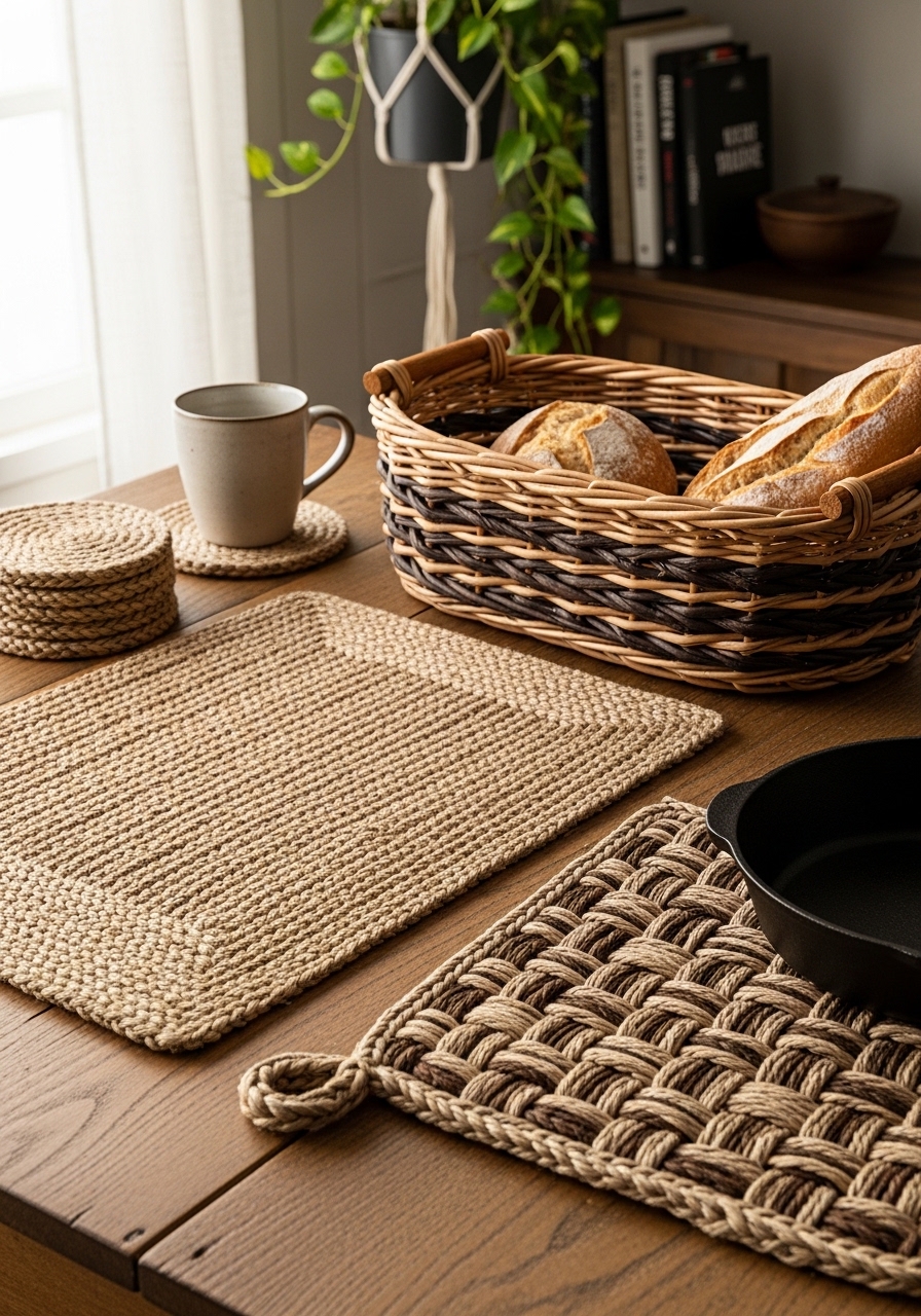 6. Woven Texture Kitchen Accessories