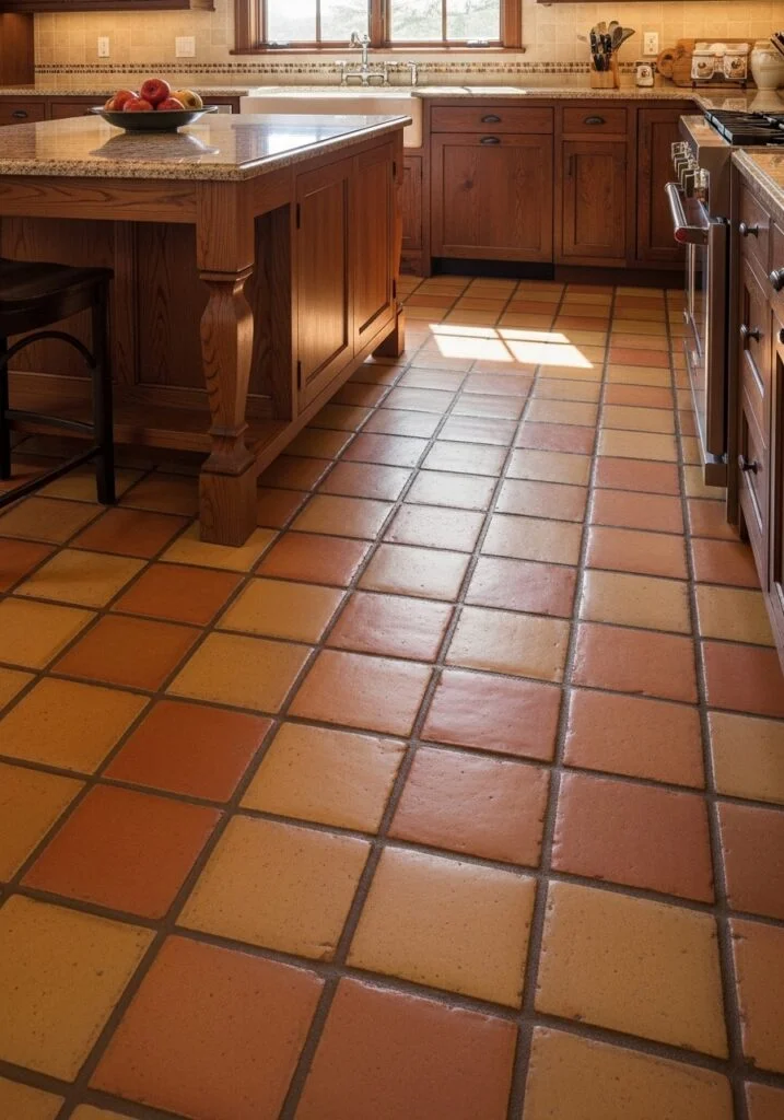 8. Clay Tile Kitchen Flooring