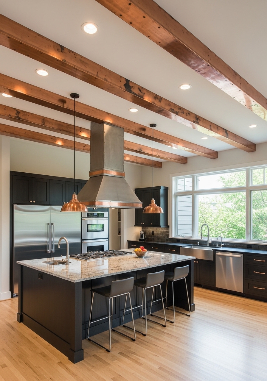 Copper Ceiling Beam Accents