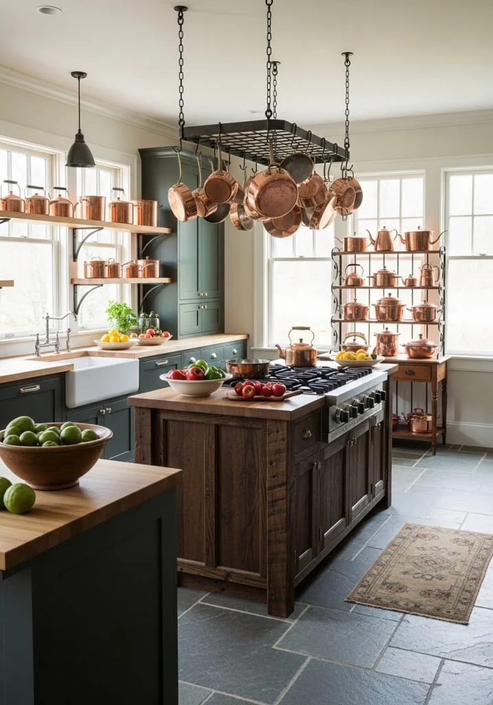 Copper Cookware Display Kitchen