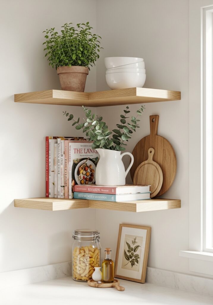 Corner Shelf Styling kitchen decor ideas