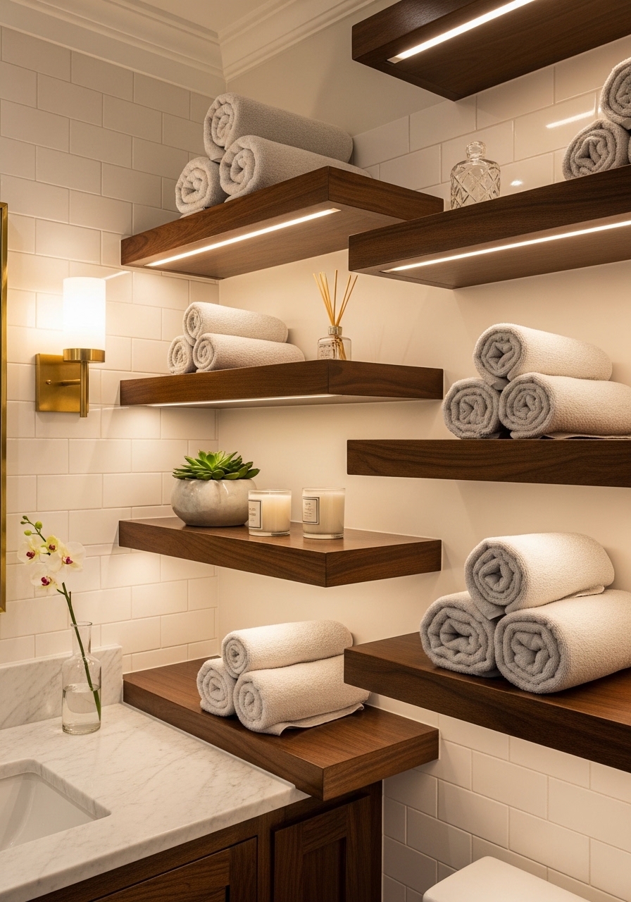 Display Rolled Towels on Shelves