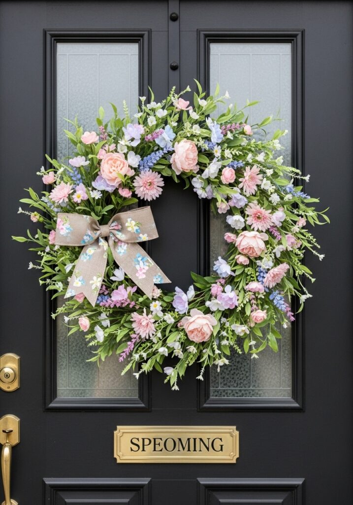 Floral Wreath with Pastel Blooms