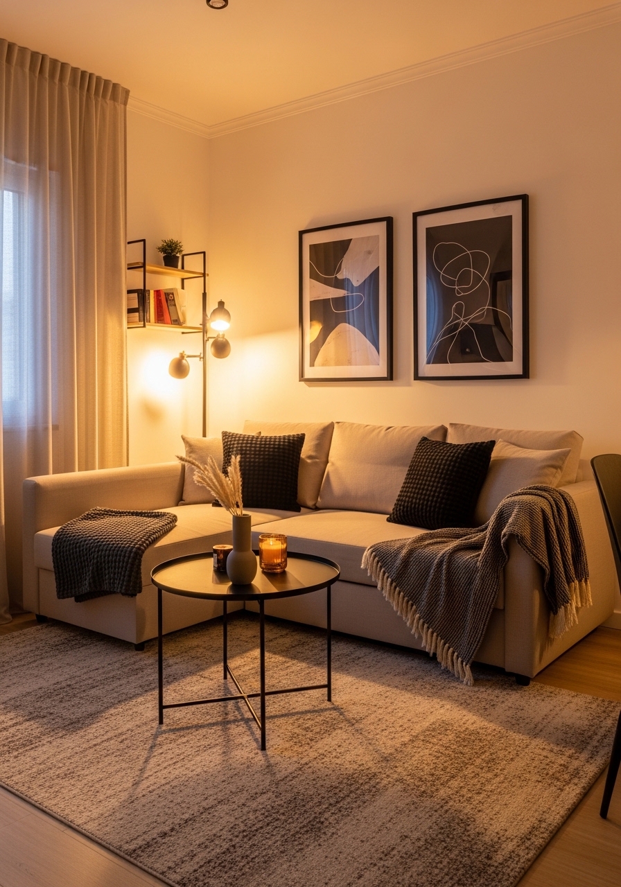 6. Black Gallery Wall on Beige Background