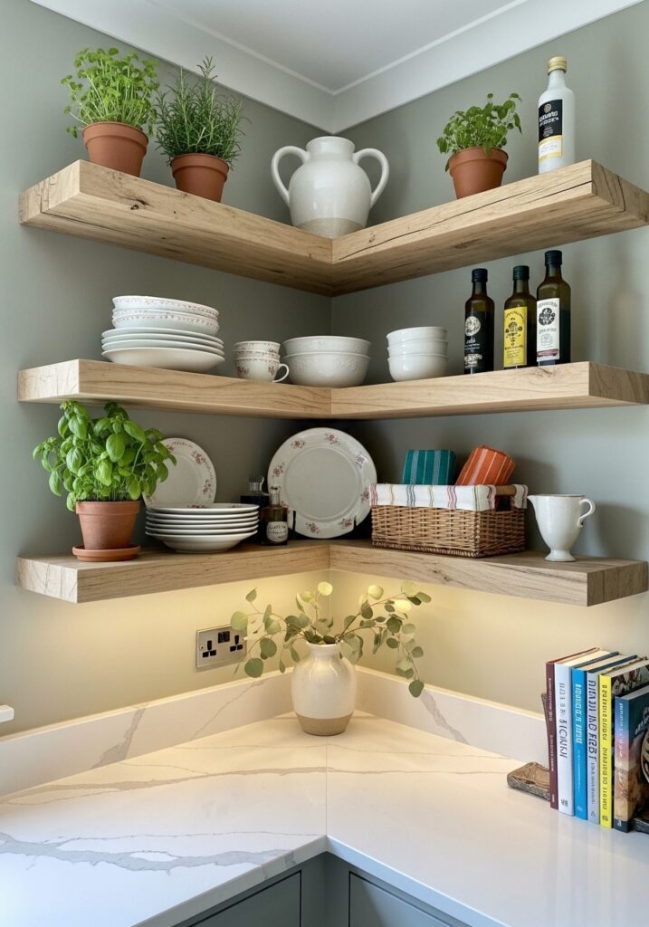 Install Open Corner Shelves