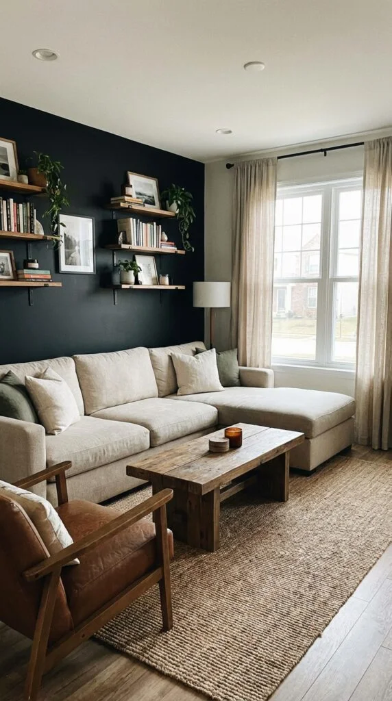 Minimalist Black Furniture with Beige Backdrop