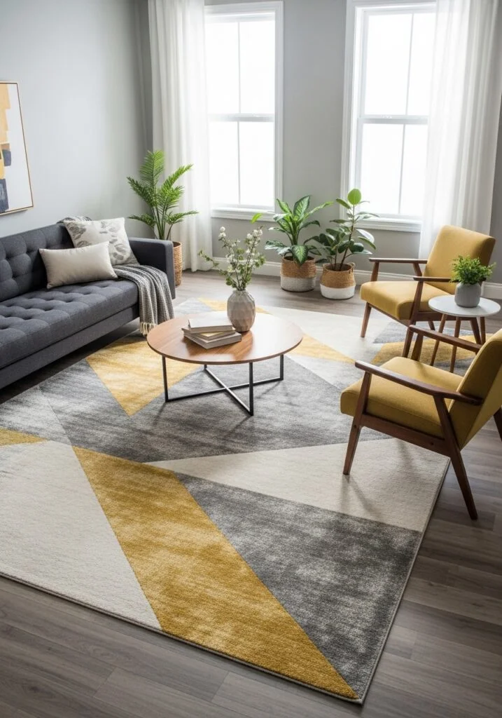 Place a Rug Diagonally for a Creative Layout