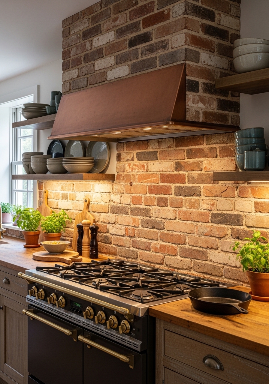 Rustic Brick Backsplash