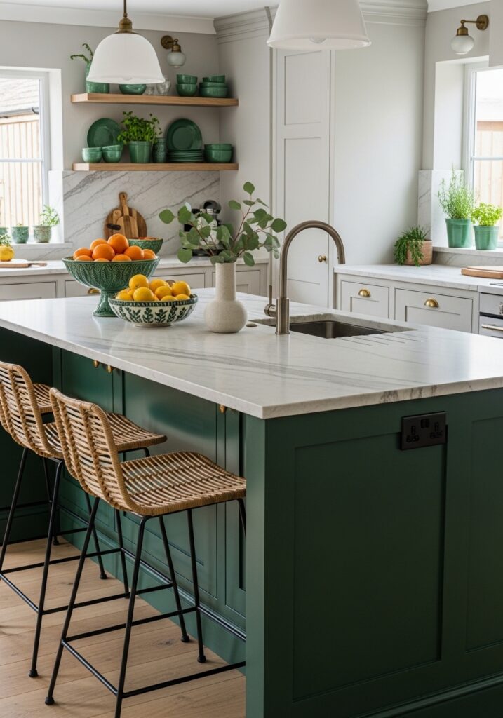 Statement Forest Green Kitchen Island
